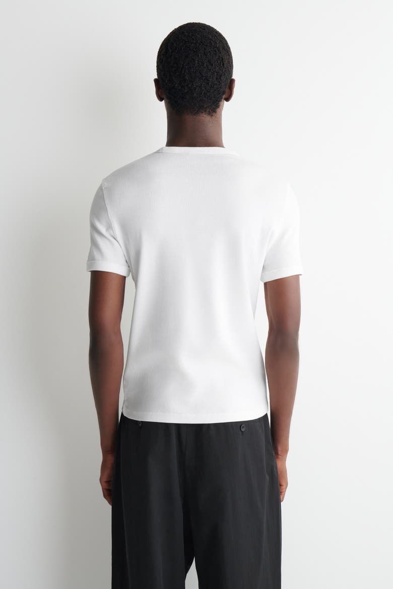 Slim Ribbed Cotton T-Shirt, Alternate, color, WHITE