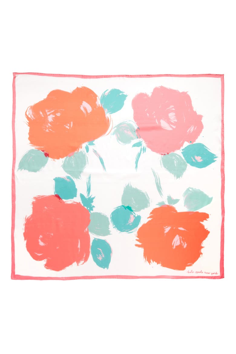 just rosy square silk scarf, Alternate, color, FRENCH CREAM
