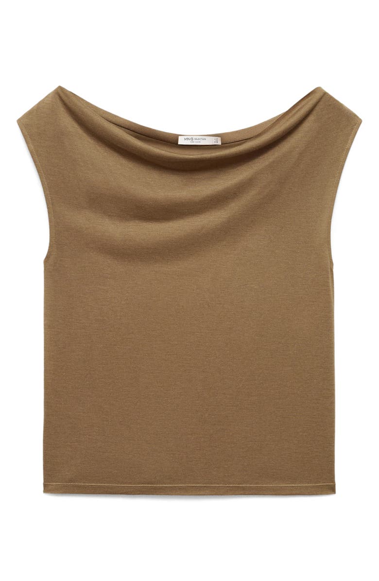MANGO Drape Neck Top, Alternate, color, Khaki