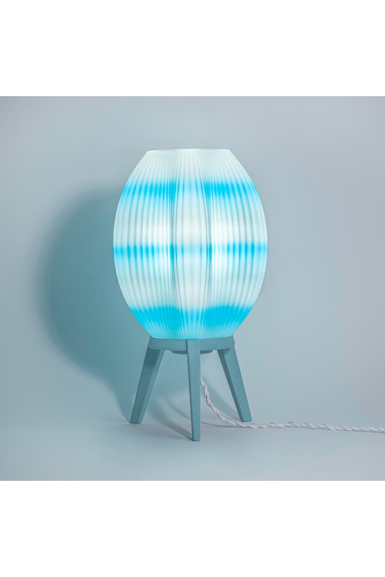 Wavy 16.5" Modern Contemporary Plant-Based PLA 3D Printed Dimmable LED Table Lamp, Alternate, color, Blue/White
