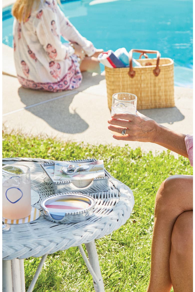 Beach Ball & Stripes Beaded Coaster Set, Alternate, color, SILVER