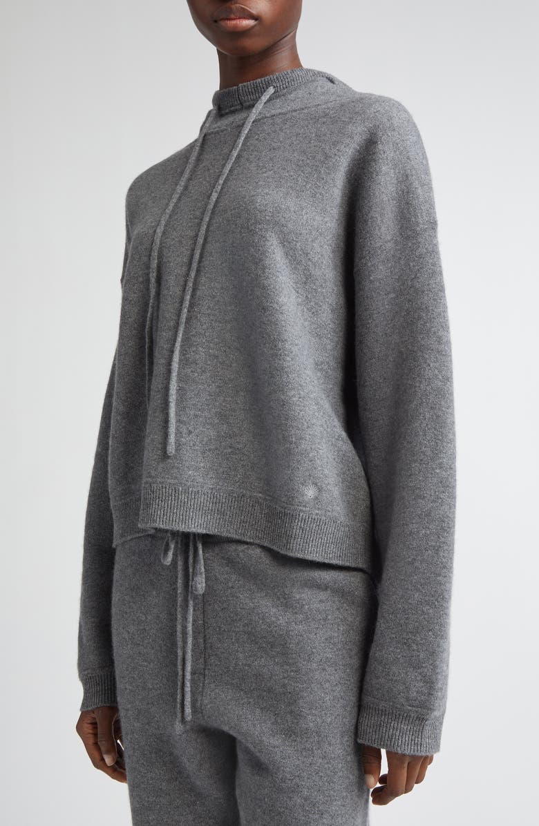 LOULOU DE SAISON Sarla Loose Fit Cashmere Hoodie, Alternate, color, Anthracite Melange