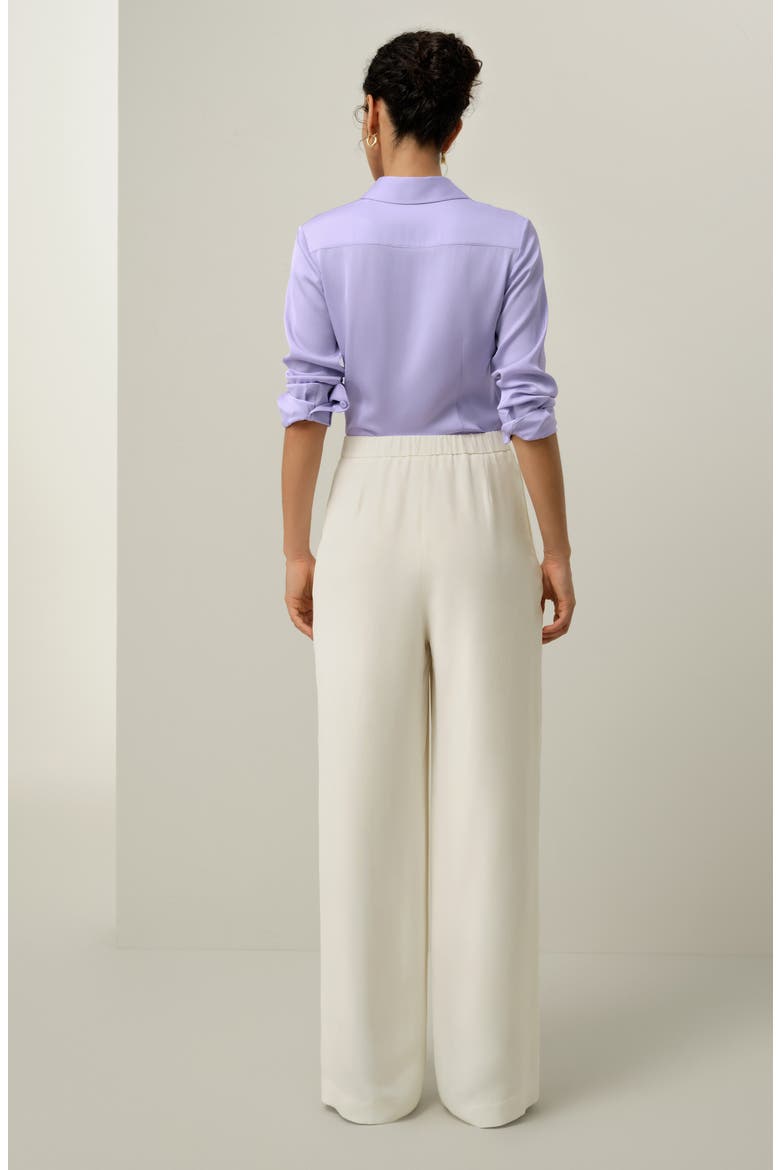 Women's Heavy-Weight Silk Crepe Wide-Leg Pants, Alternate, color, Natural White