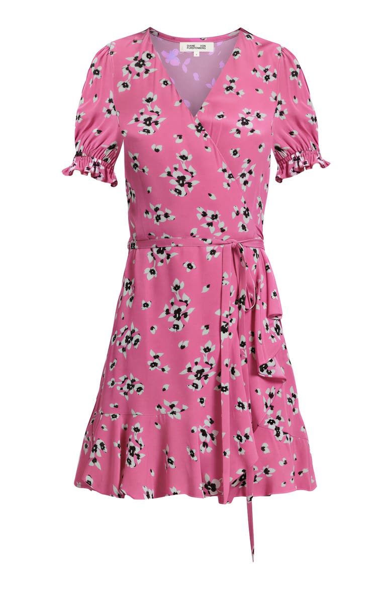 Emilia Floral Puff Sleeve Wrap Dress, Alternate, color, ISLAND ORCHID