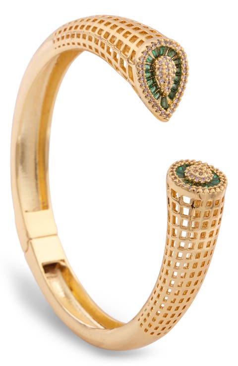 Crystal & Zircon Textured Cuff Bracelet