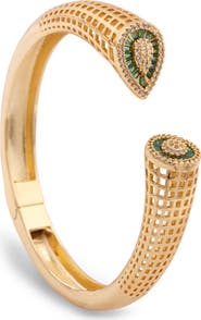 SAACHI Crystal & Zircon Textured Cuff Bracelet