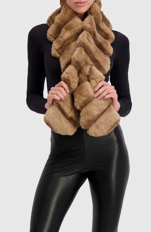 Lyla Grant Fur-free Chinchilla (faux Fur) Pull-through Scarf In Brown