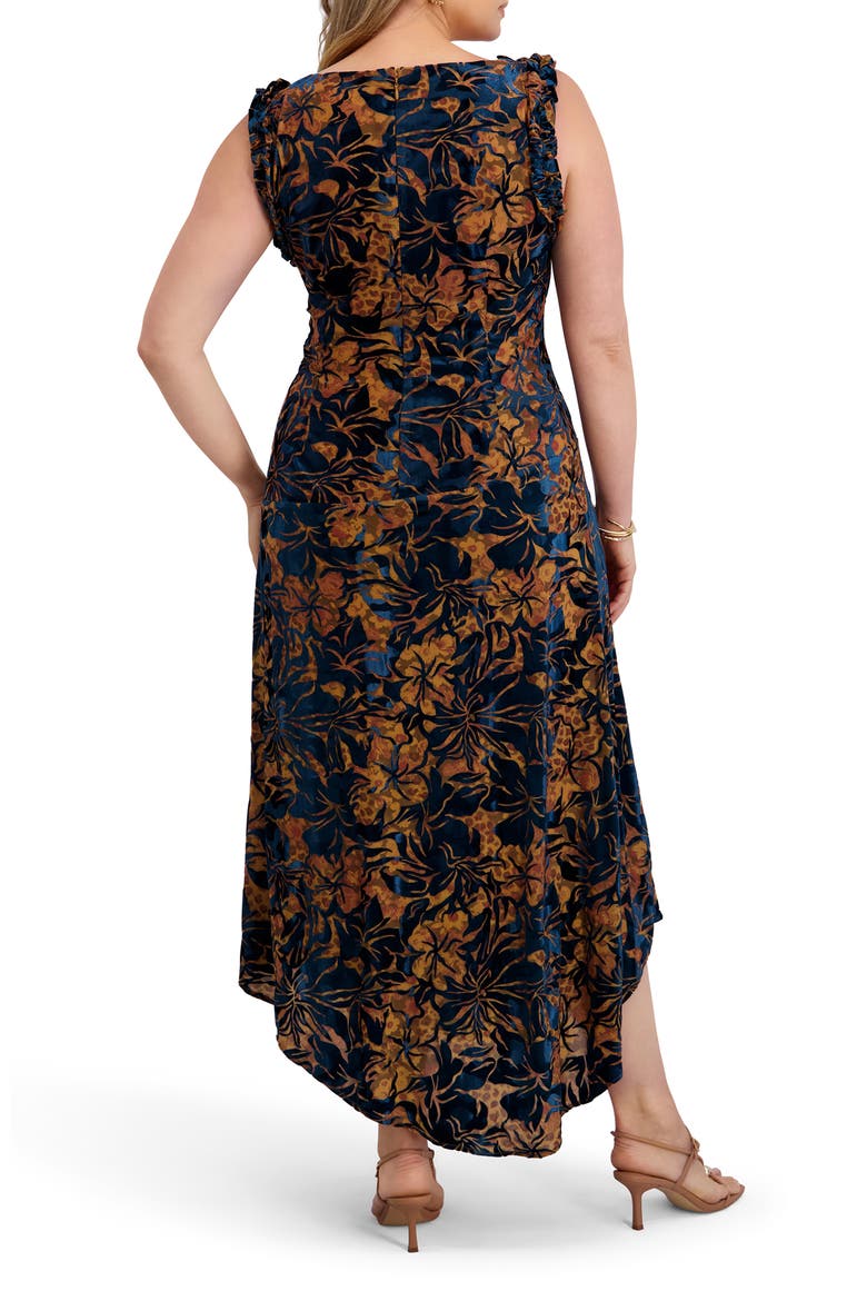 Velvet Mesh Burnout Maxi Dress, Alternate, color, GOLD/ TEAL