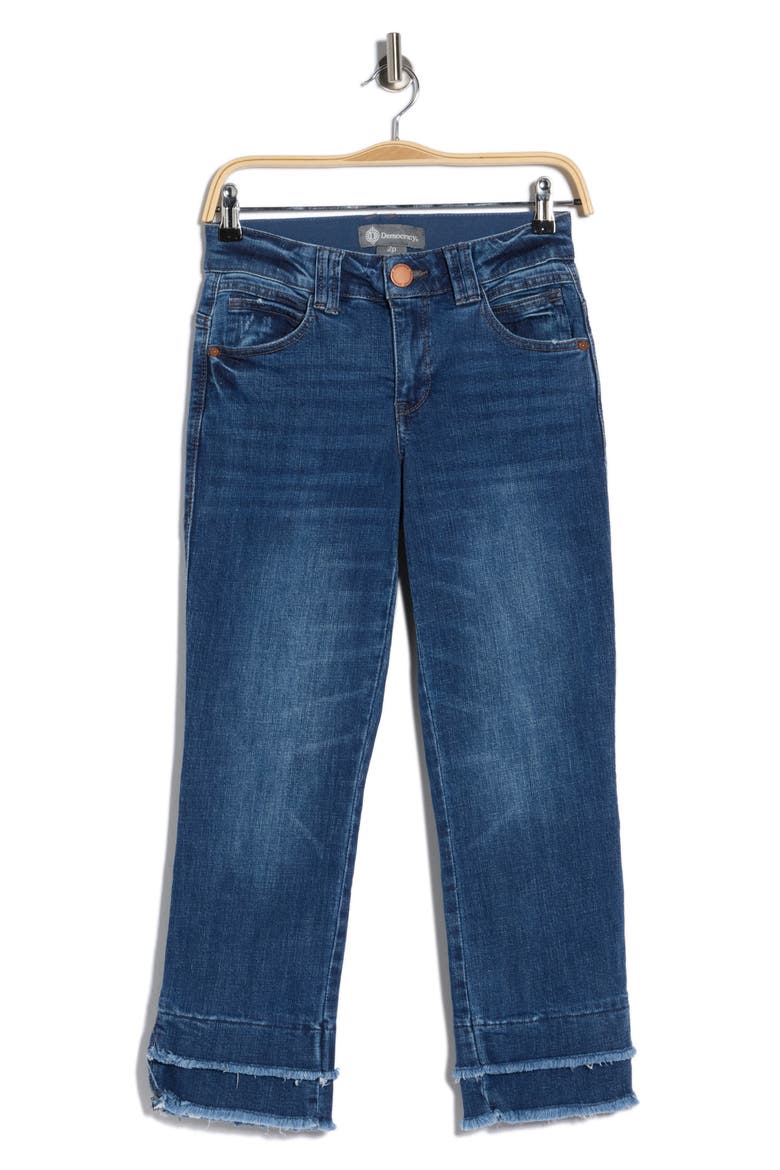 Double Layer Crop Jeans, Main, color, MID BLUE ARTISANAL