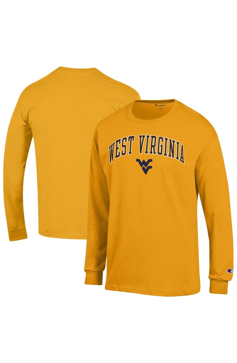 Champion Men's Champion  Gold West Virginia Mountaineers Arch Over Logo Long Sleeve T-Shirt, Alternate, color, Gold