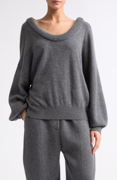 Doria Padded Scoop Neck Cashmere Sweater