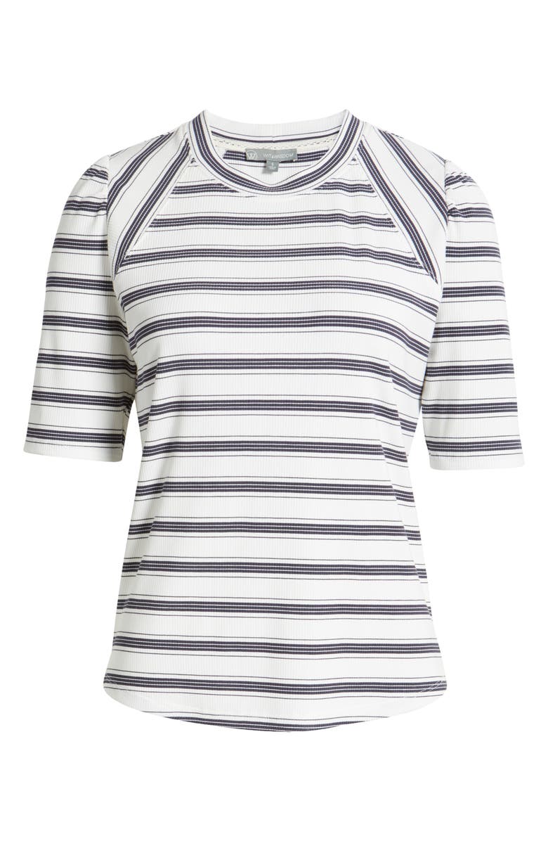 Wit & Wisdom Puff Sleeve Stripe Rib Top, Alternate, color, Off White/ Navy