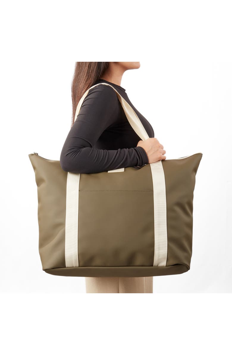 Bey-Berk Vinyl Coated Nylon Tote, Alternate, color, Green