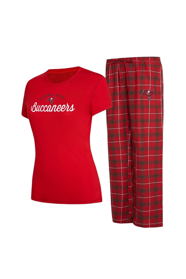 Women's Concepts Sport Red/Pewter Tampa Bay Buccaneers Arctic T-Shirt & Flannel Pants Sleep Set, Main, color, Red