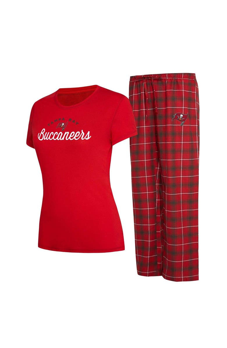 CONCEPTS SPORT Women's Concepts Sport Red/Pewter Tampa Bay Buccaneers Arctic T-Shirt & Flannel Pants Sleep Set, Main, color, Red