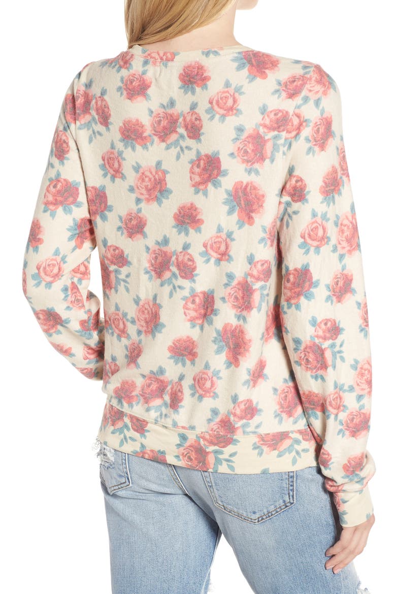 Rose Print Baggy Beach Jumper Pullover, Alternate, color, MULTI/ PALE MOON