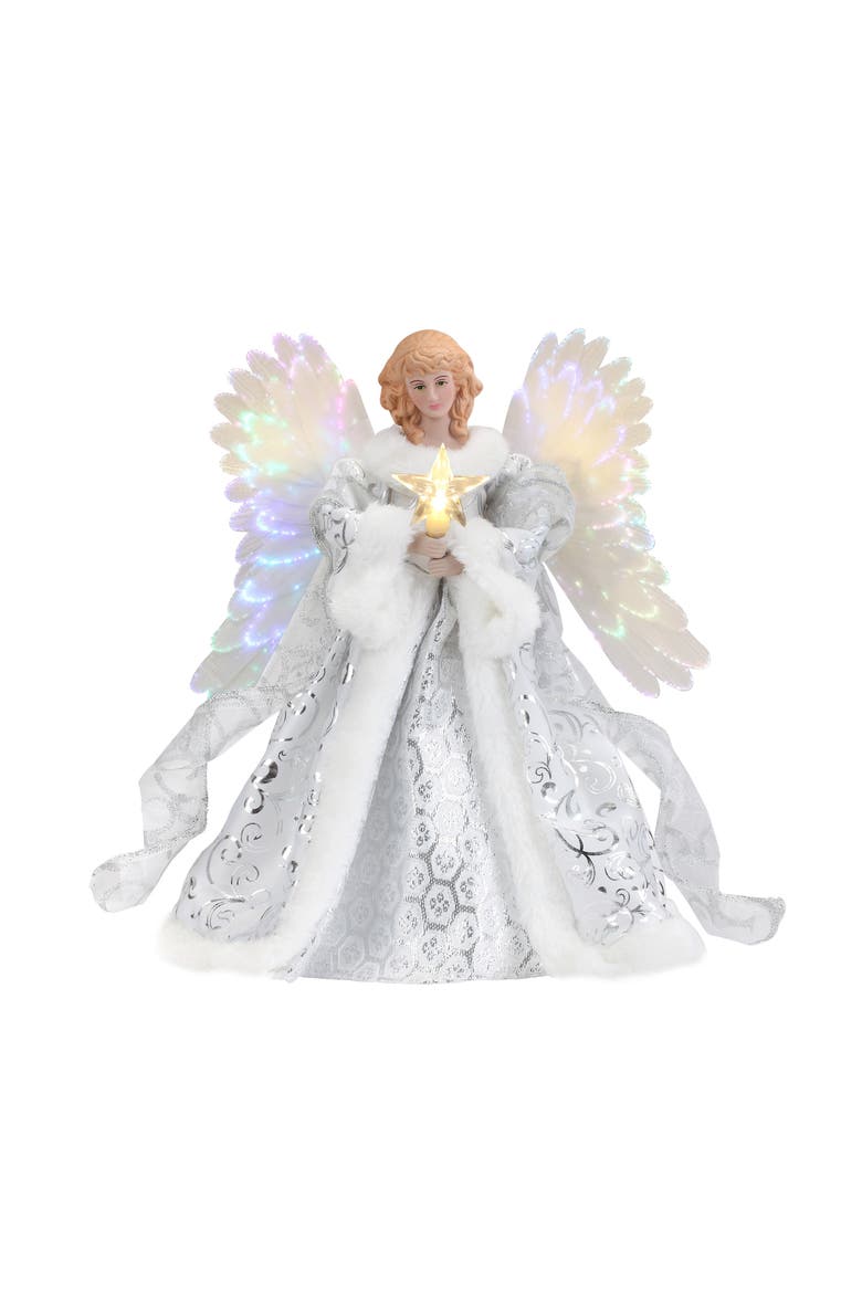 12 in. Fiber-Optic Animated Tree Topper - Black Angel, Alternate, color, White Angel
