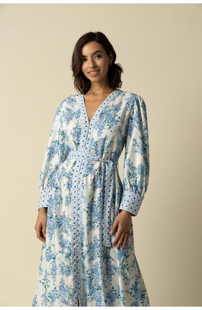 RAISHMA Aaliyah Blue Cotton Dress, Alternate, color, Blue
