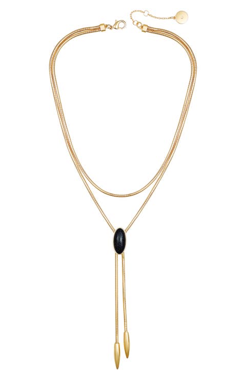 Faux Stone Layered Y-Necklace