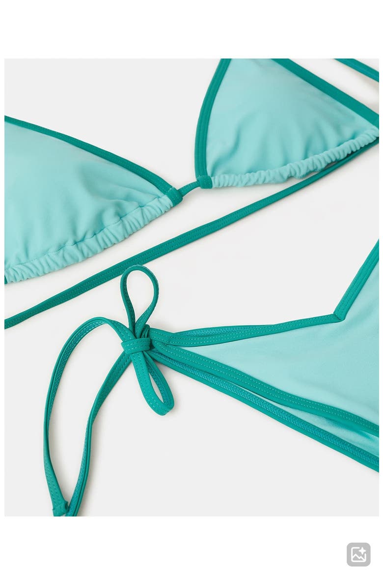 Contrast Binding Two-Piece Swimsuit, Alternate, color, TURQUOISE