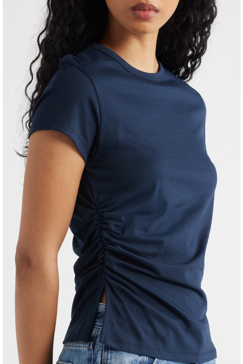 Asymmetric Ruched Jersey T-Shirt, Alternate, color, CLASSIC NAVY