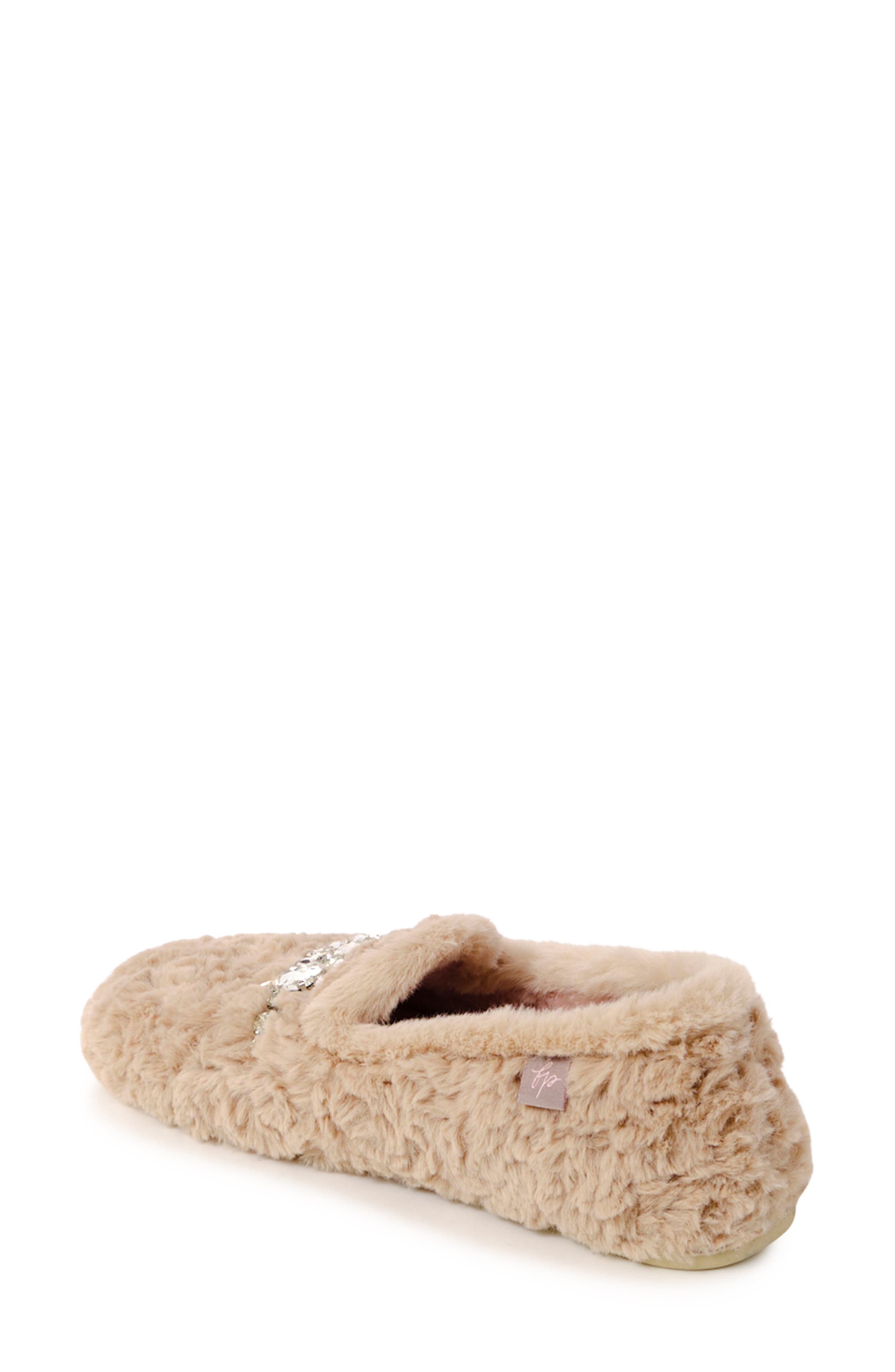 Free People Slumber Party Faux Fur Loafer Slipper, Alternate, color, Parchment
