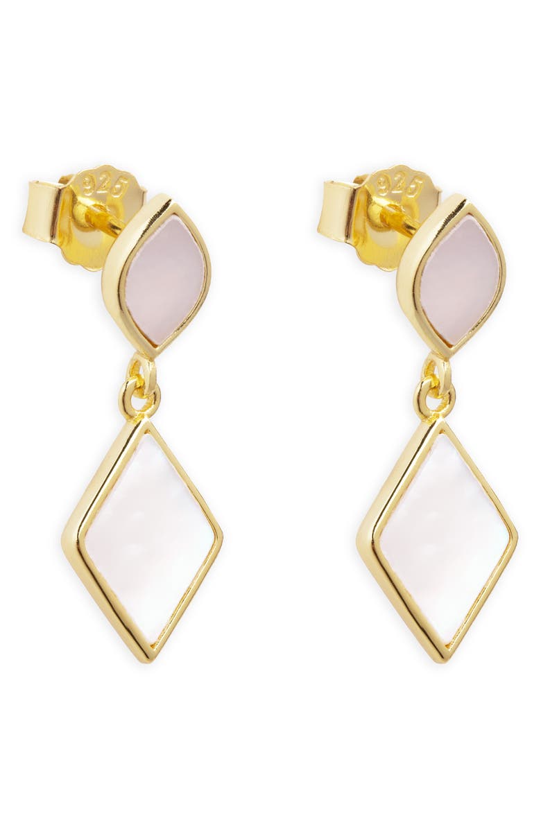 Argento Vivo Sterling Silver Mother-of-Pearl Drop Earrings, Main, color, Gold