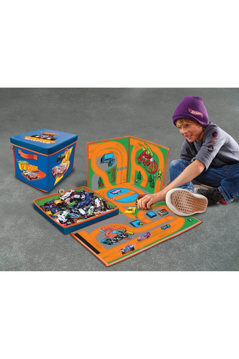 Hot Wheels 300 Car Storage Cube Bin & Playmat, Alternate, color, Multicolored