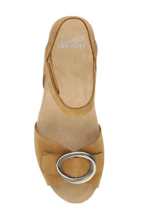 Dansko Stella Ankle Strap Platform Wedge Sandal In Dijon Milled Nubuck