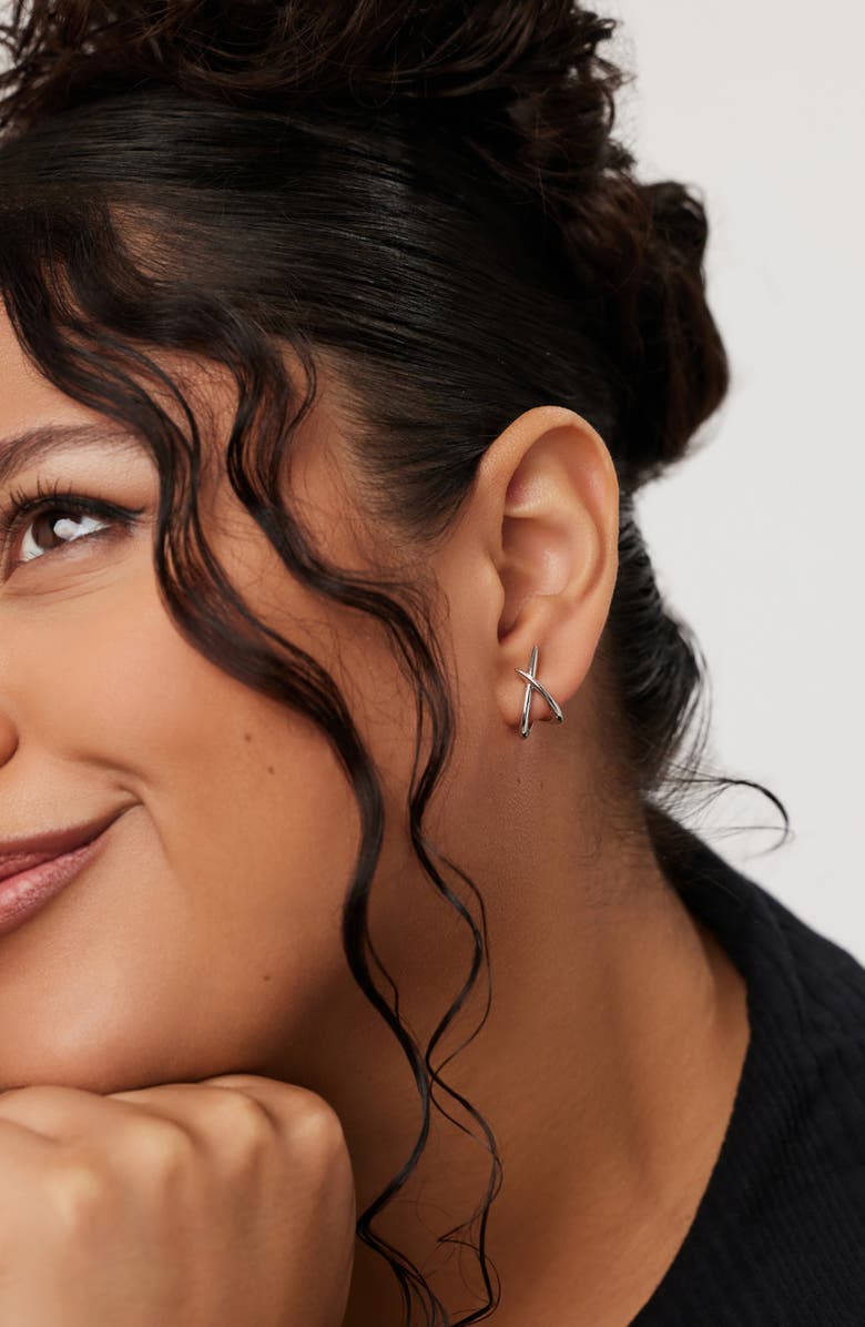 Ana Luisa Sloane Crisscross Stud Earrings, Alternate, color, Silver