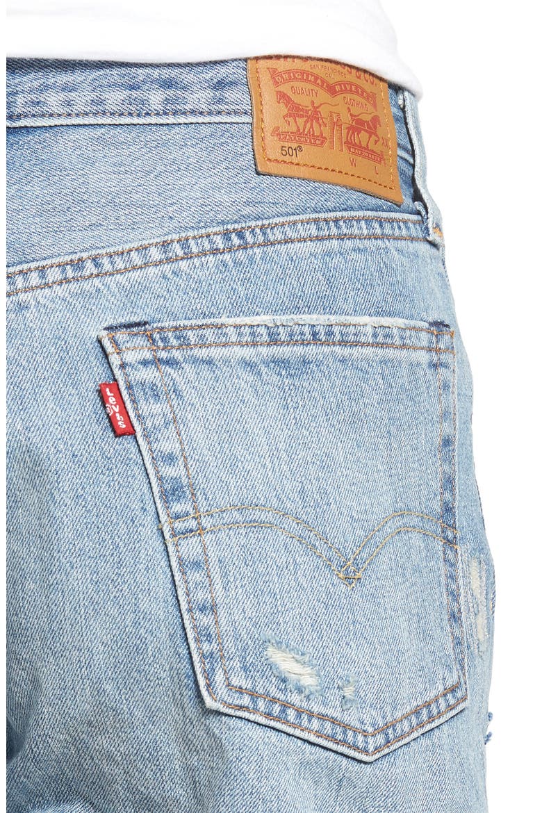 Levi's® 501 Long Denim Shorts, Alternate, color, HIGHWAY BLUES