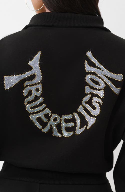 True Religion Script Logo 1/4 Zip Pullover In Black