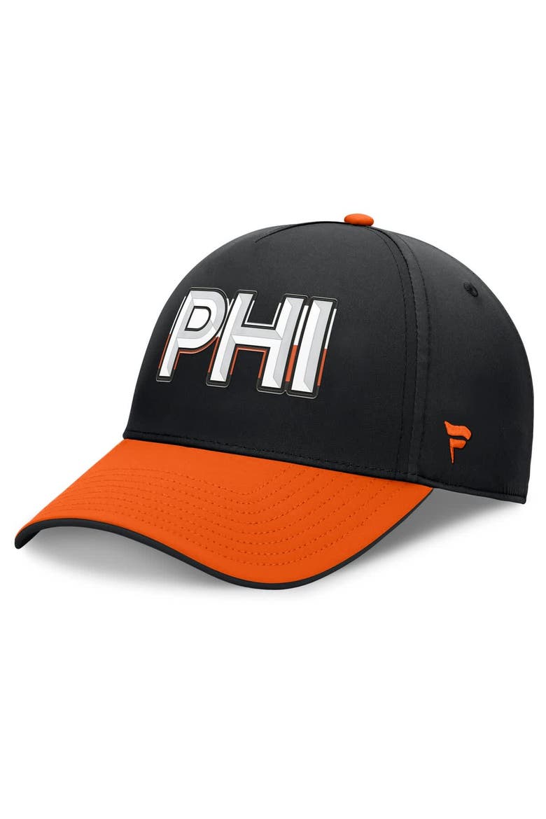 Men's Fanatics Black/Orange Philadelphia Flyers Authentic Pro Rink Team Code Flex Hat, Main, color, Black