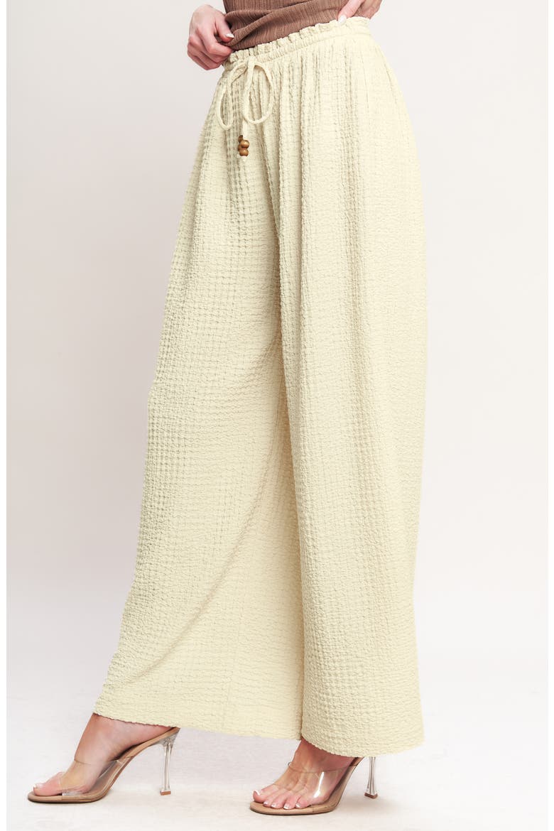 Drawstring Textured Wide Leg Pants, Alternate, color, BEIGE