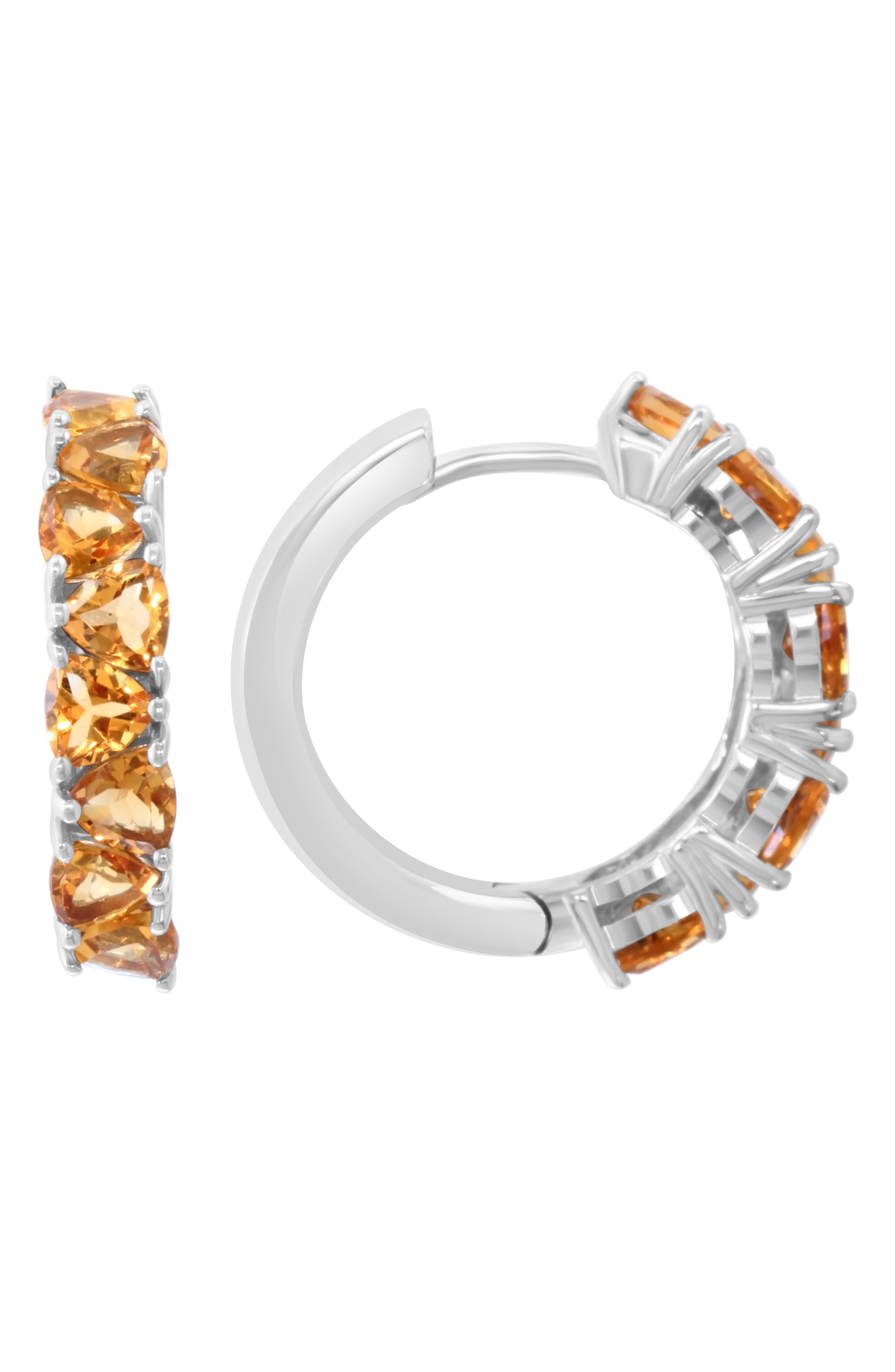 Sterling Silver Citrine Huggie Hoop Earrings