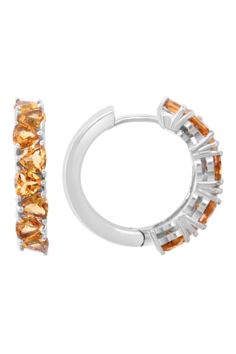 Sterling Silver Citrine Huggie Hoop Earrings, Main, color, ORANGE