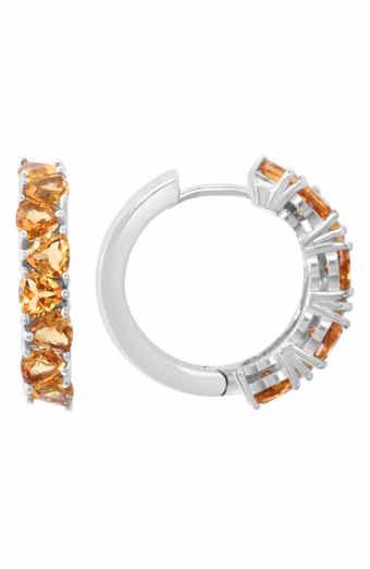 Sterling Silver Citrine Huggie Hoop Earrings