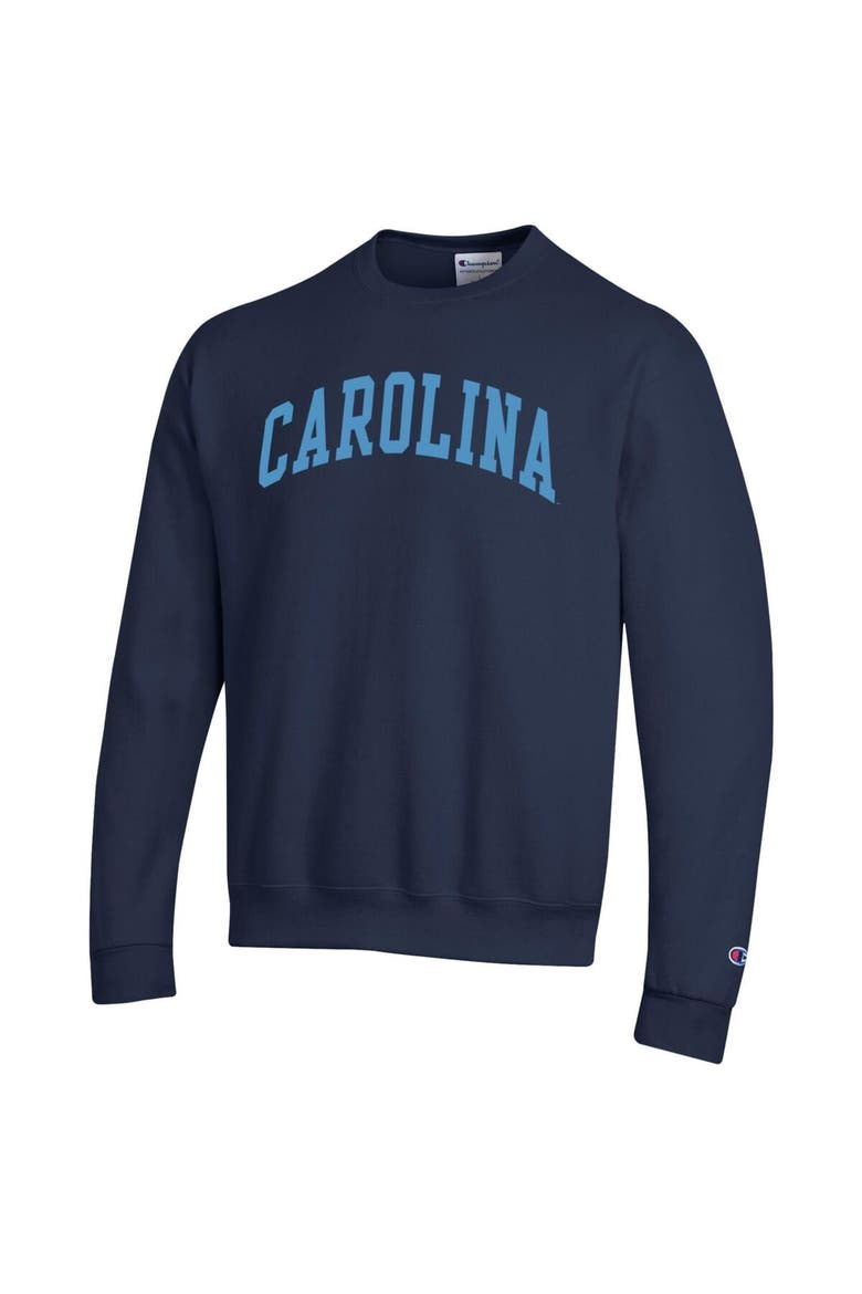 Men's Champion  Navy North Carolina Tar Heels Basic Arch Fleece Pullover Sweatshirt, Alternate, color, Navy