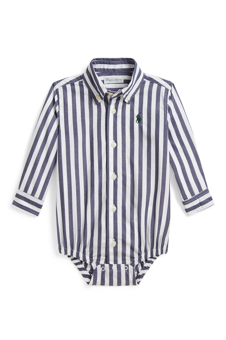 Kids' Striped Poplin Bodysuit, Main, color, NAVY WHITE