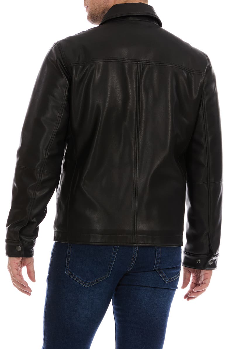 Perry Ellis Classic Leather Jacket, Alternate, color, Black