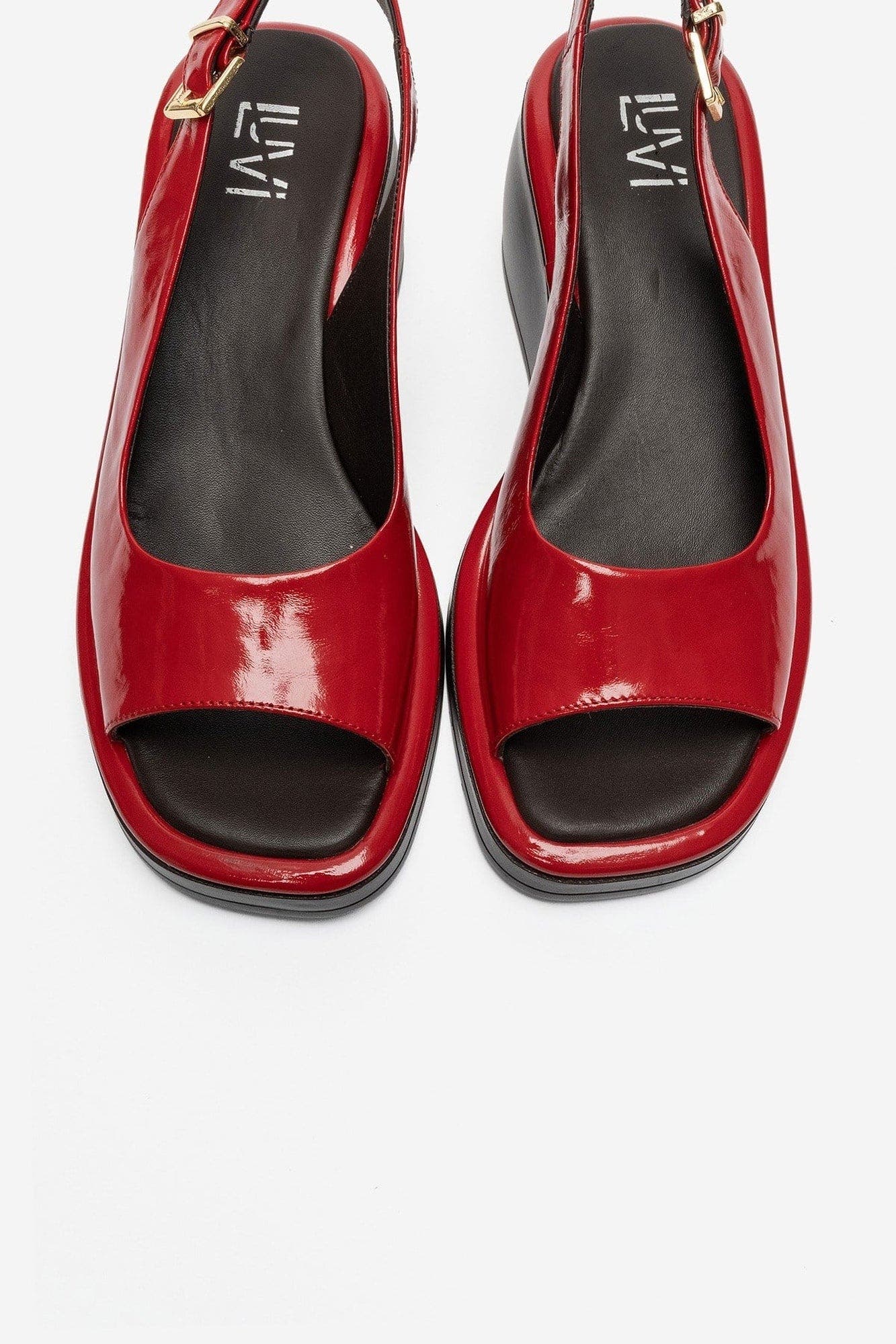 Orlena Leather Platform Wedge Sandal, Alternate, color, Red