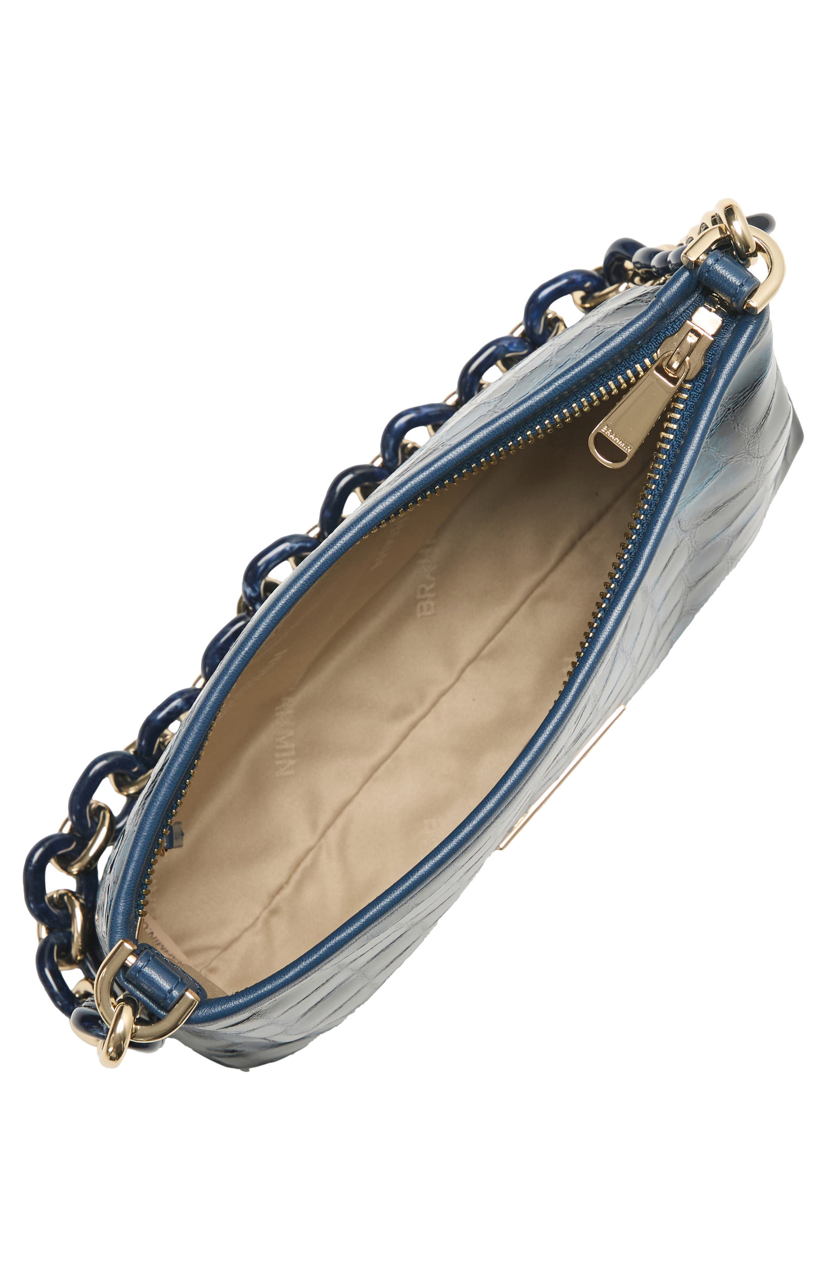 Brahmin Mod Lorelei Croc Embossed Leather Shoulder Bag, Alternate, color, Ultramarine