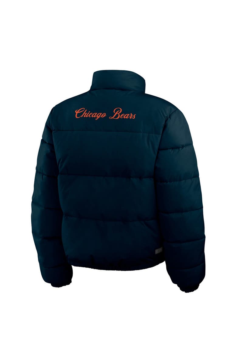 WEAR by Erin Andrews Women's WEAR by Erin Andrews  Navy/White Chicago Bears Reversible Cropped Full-Zip Puffer Jacket, Alternate, color, 