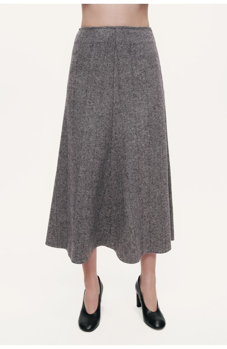 Nocturne Herringbone Pattern Flared Midi Skirt, Alternate, color, Multi-Colored