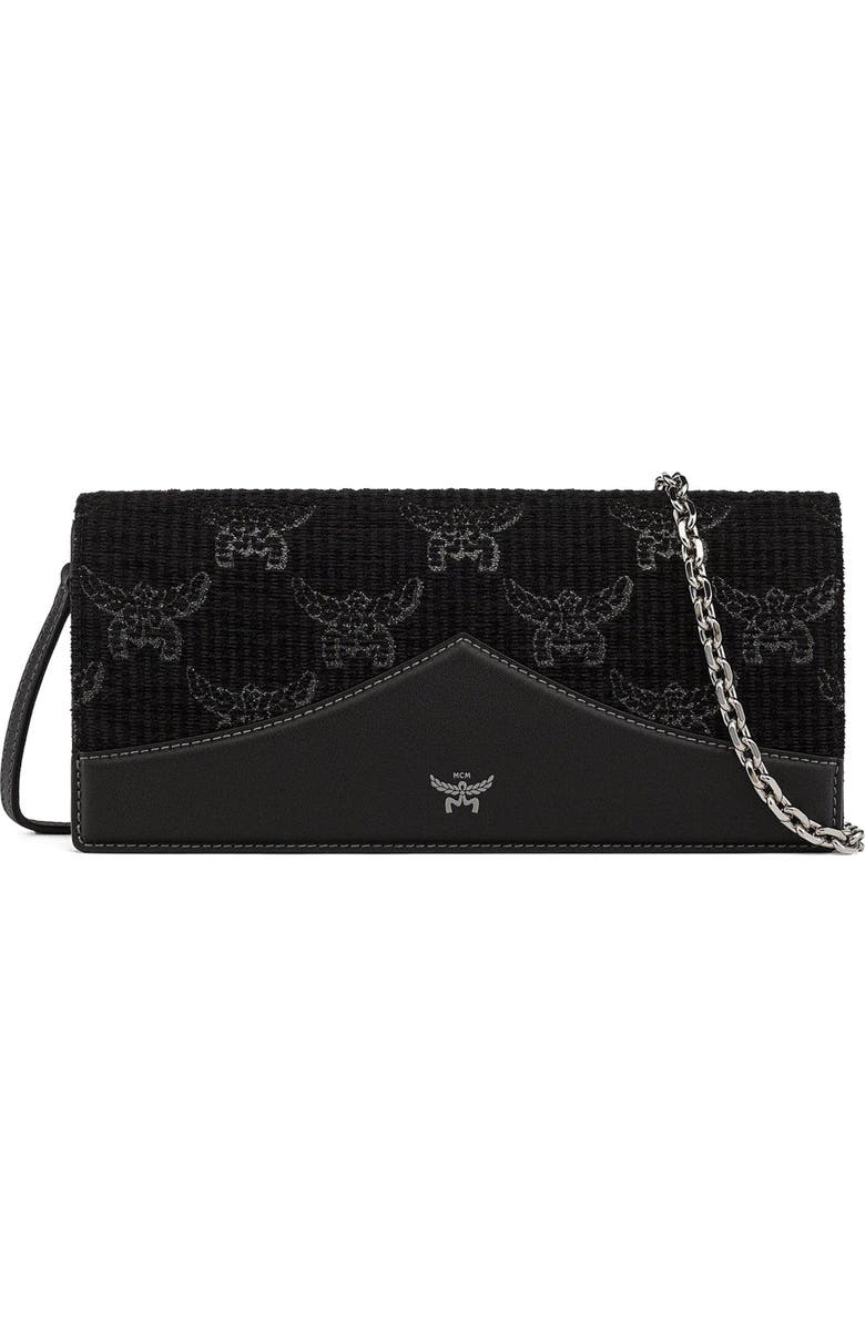 MCM Diamond Clutch in Lauretos Lurex Jacquard, Alternate, color, Black