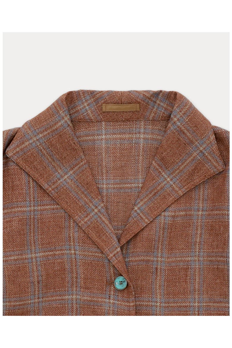 Scotland-Checkered Linen and Cotton Classic Jacket, Alternate, color, Dark Brown