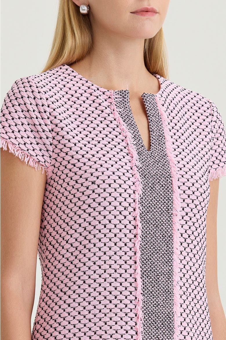 Family Savvy Shell Stitch Knit Sheath Dress, Alternate, color, Perfect Pink/Black