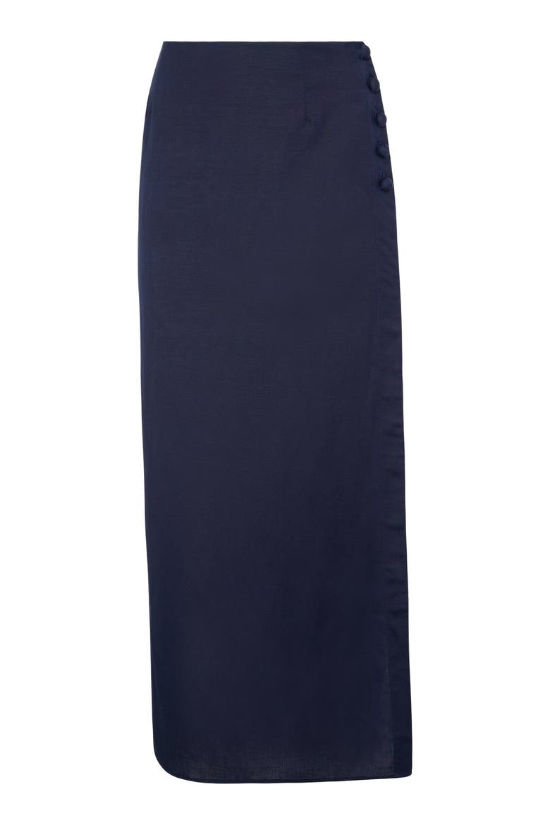 High Slit Maxi Skirt, Alternate, color, Noir Navy