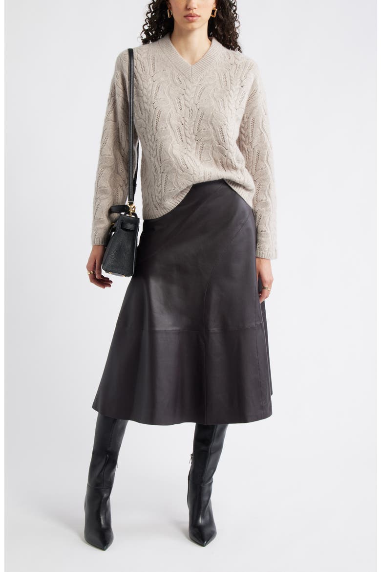 Cable Wool & Cashmere Sweater, Alternate, color, TAN ETHEREA HEATHER