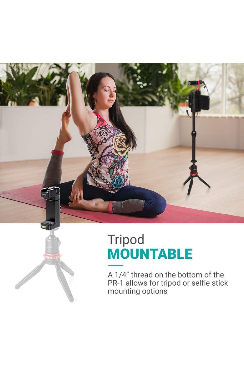 PR-1 Smartphone Grip Handle Rig with Wrist Strap, Tripod Mount and Cold Shoe Mount for Lights and Microphones - for iPhone, Samsung, HTC, LG, Google, Android, Alternate, color, Black